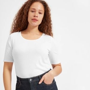 Everlane Pima Mid-Sleeve Tee - Size M, White